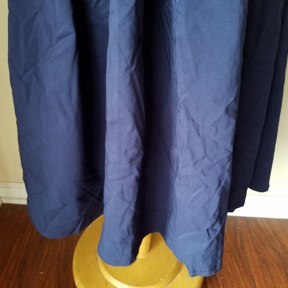 Sapphyra Navy Blue Polka Dot Retro Flare Dress - Picture 3 of 8